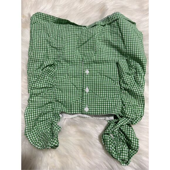 Janie and Jack green white gingham embroidered front top 8 - Picture 2 of 5